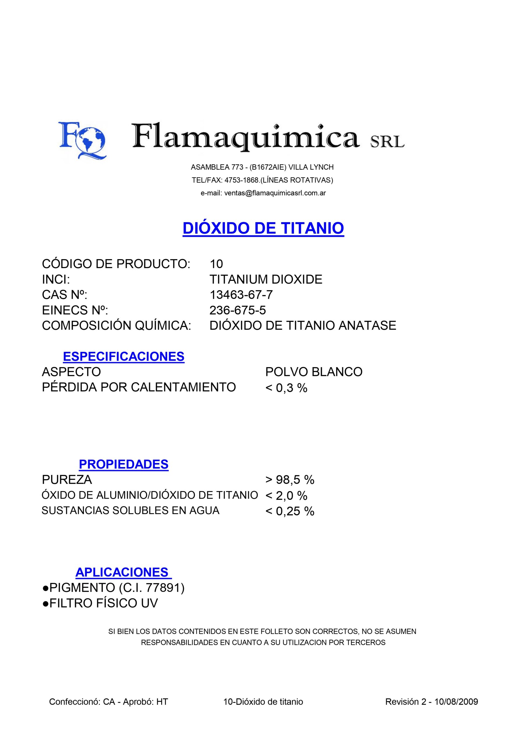 DIÓXIDO DE TITANIO ANATASE