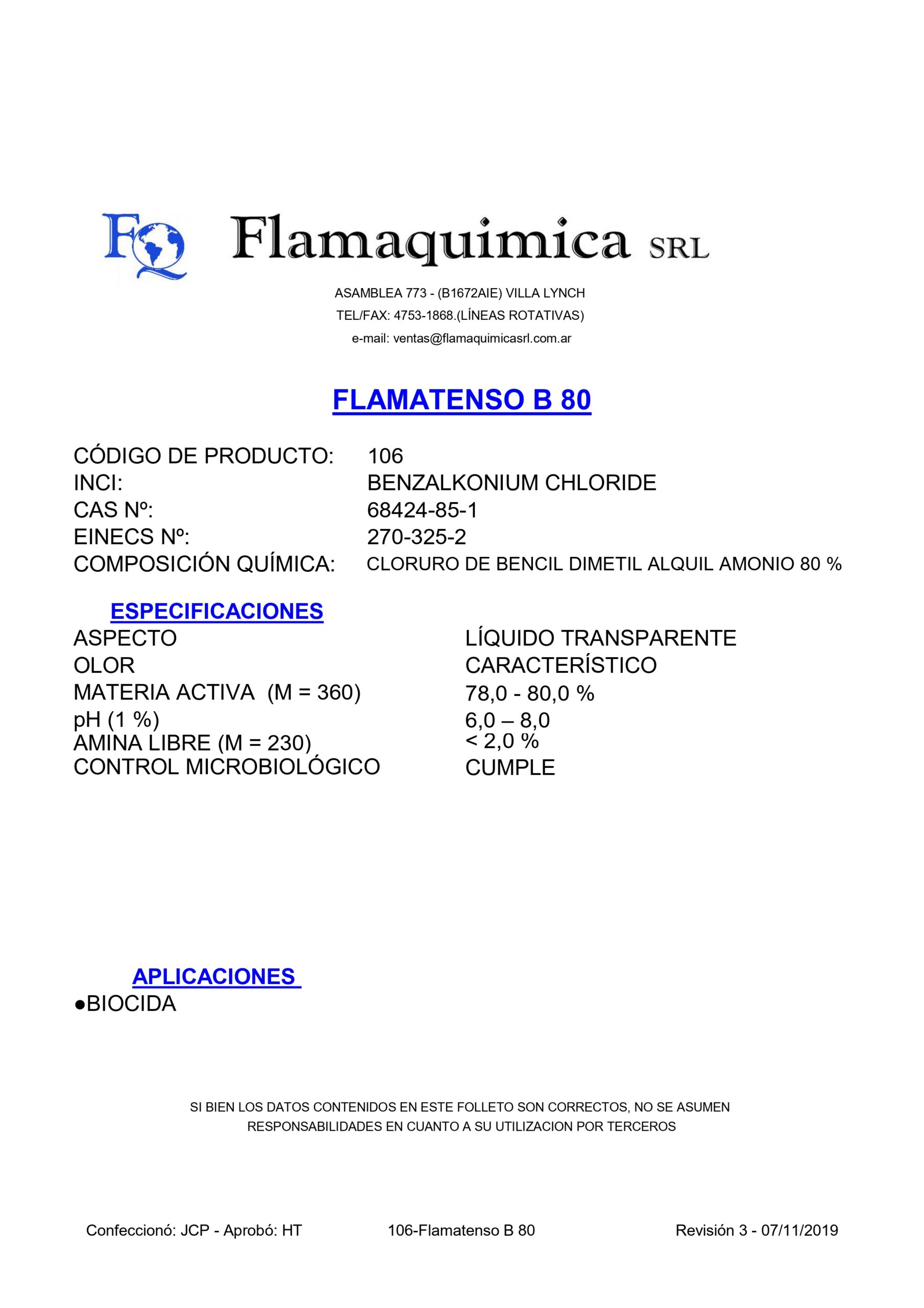 FLAMATENSO B 80