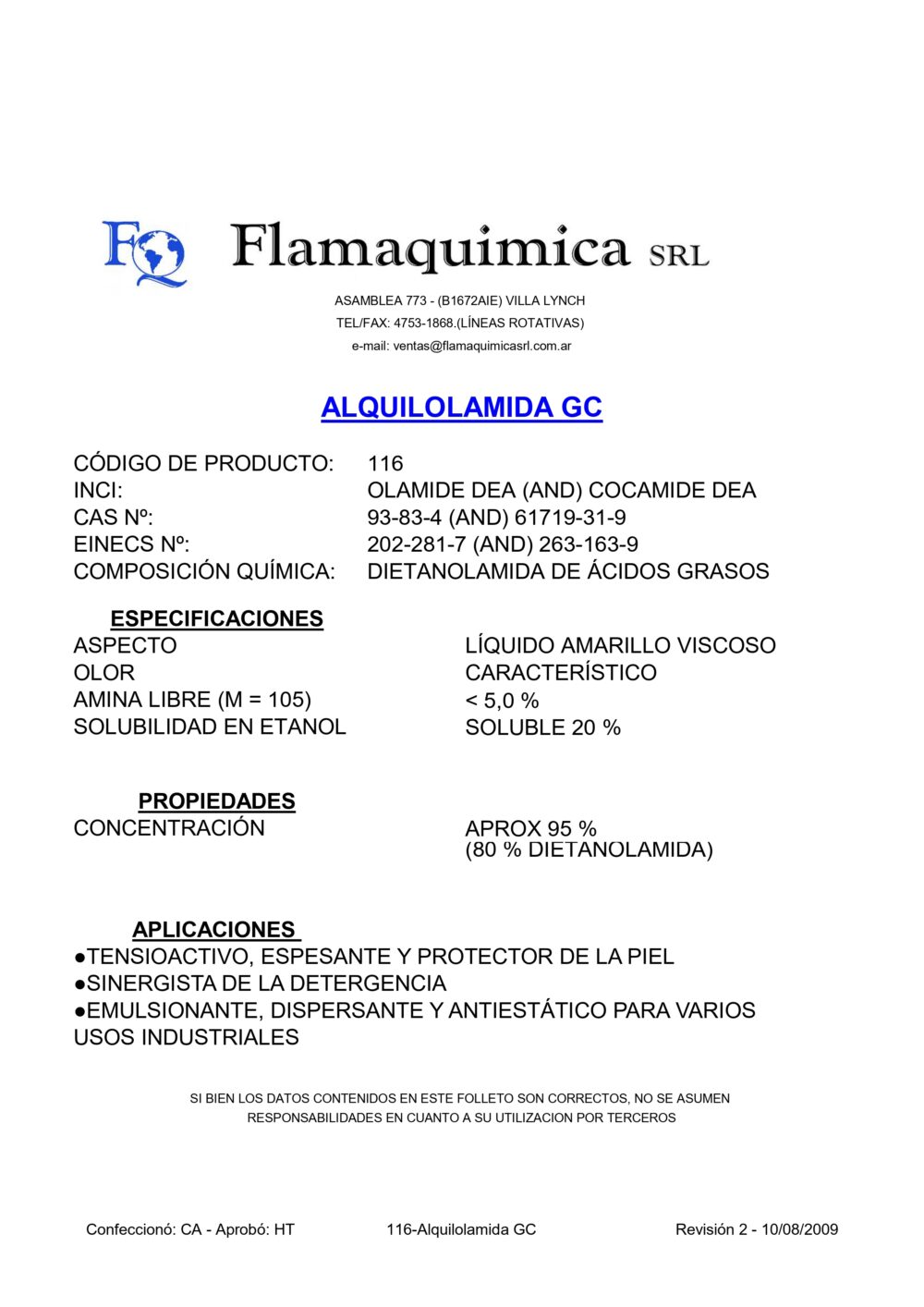 ALQUILOLAMIDA GC