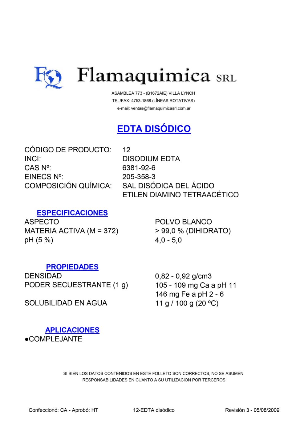 EDTA DISÓDICO