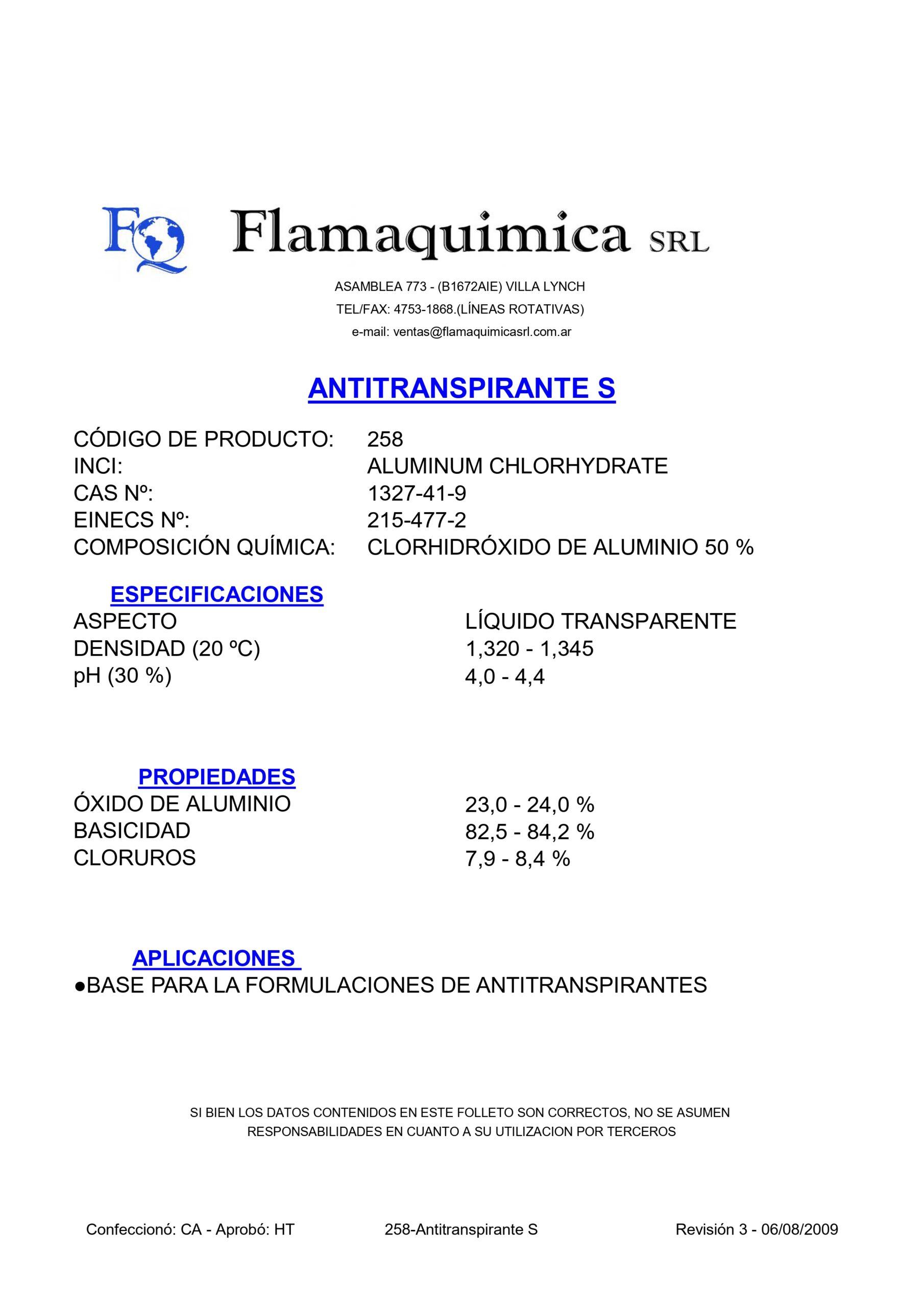 ANTITRANSPIRANTE S