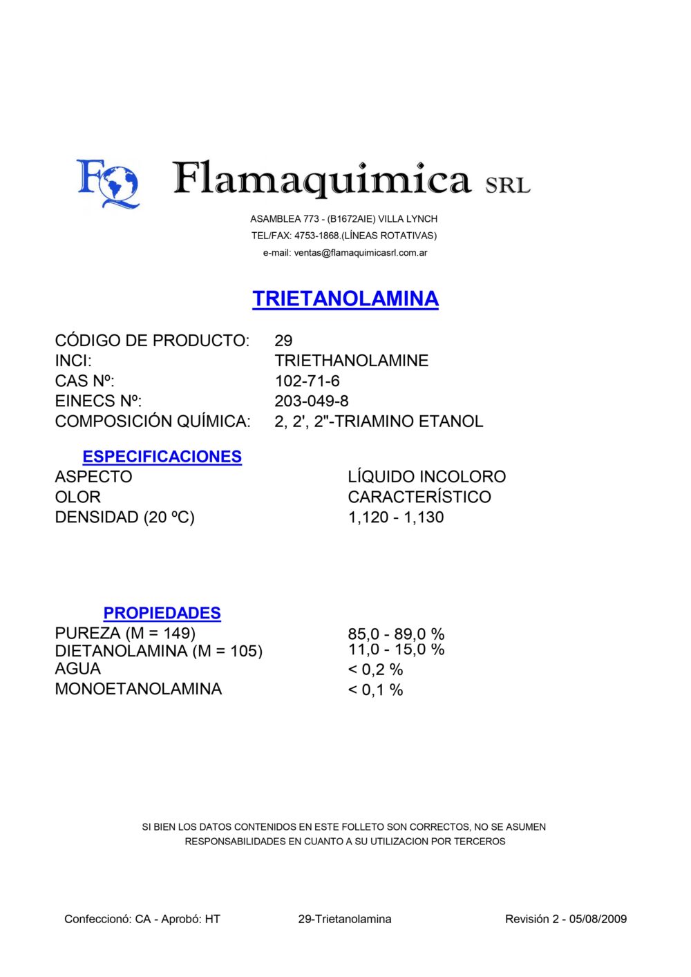 TRIETANOLAMINA 85 %