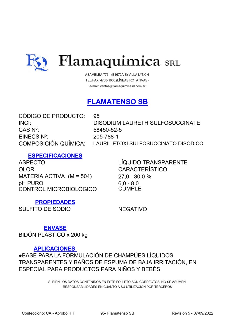 FLAMATENSO SB